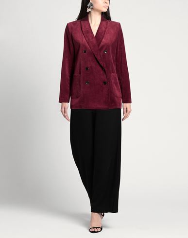 Woman Blazer Burgundy Size 4 Polyester, Nylon, Elastane