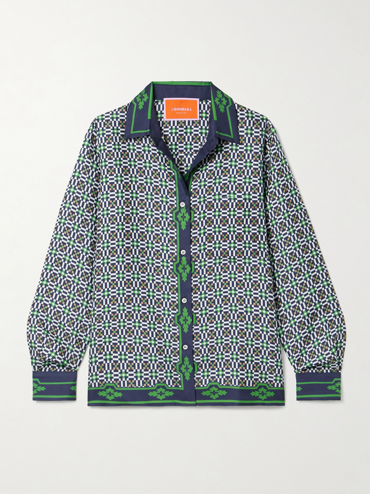Icon Boy Printed Silk-twill Shirt - Blue