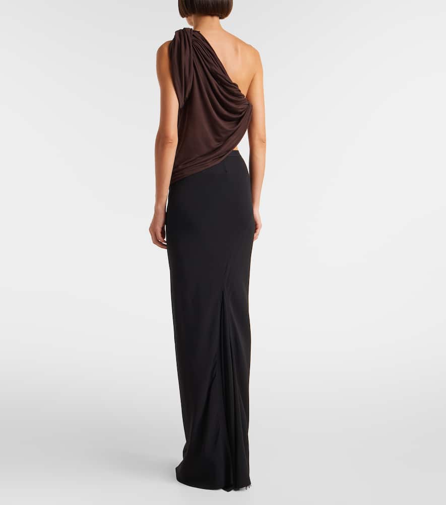 Draped knitted one-shoulder top