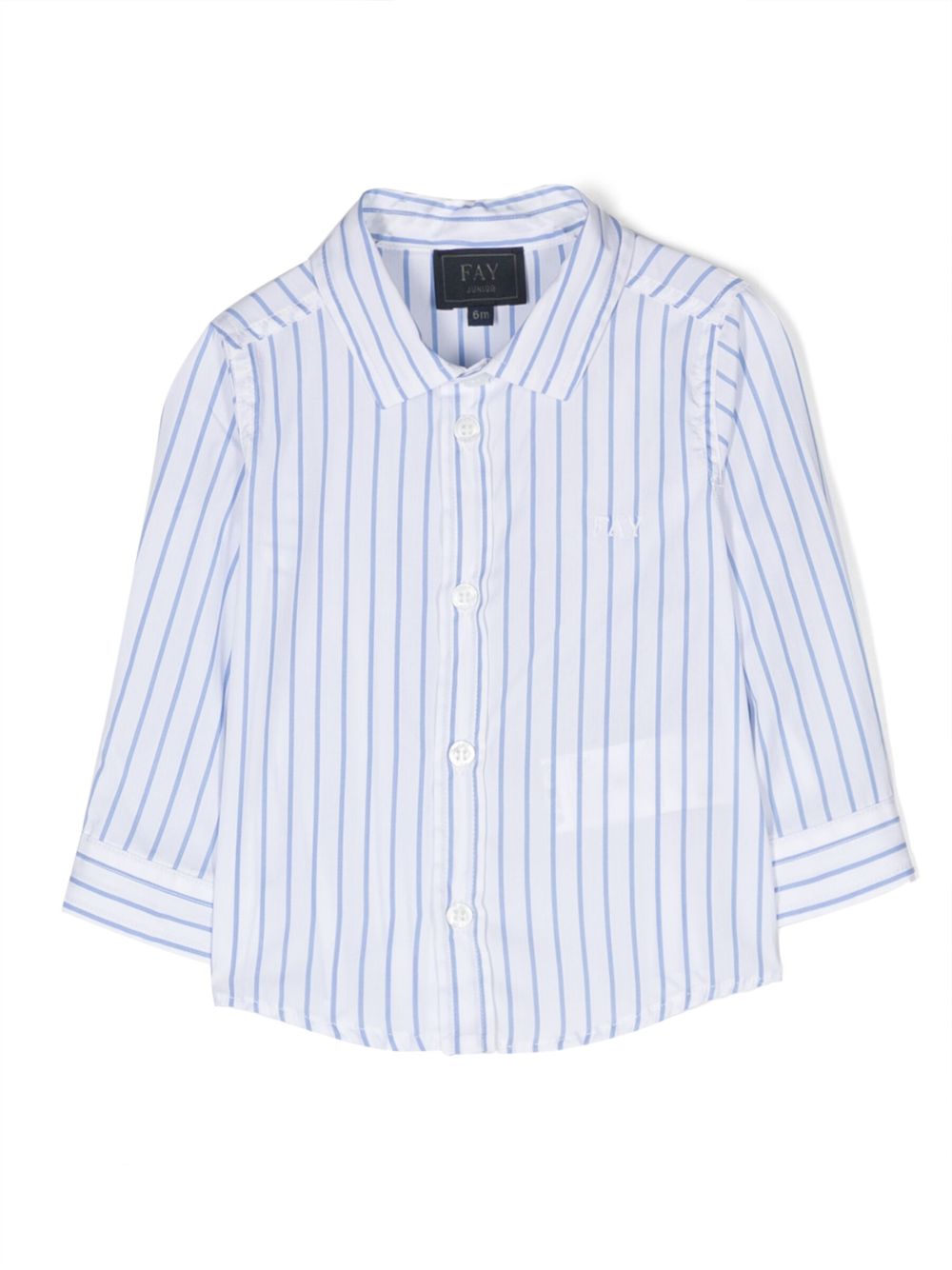 Logo-embroidered striped shirt - White