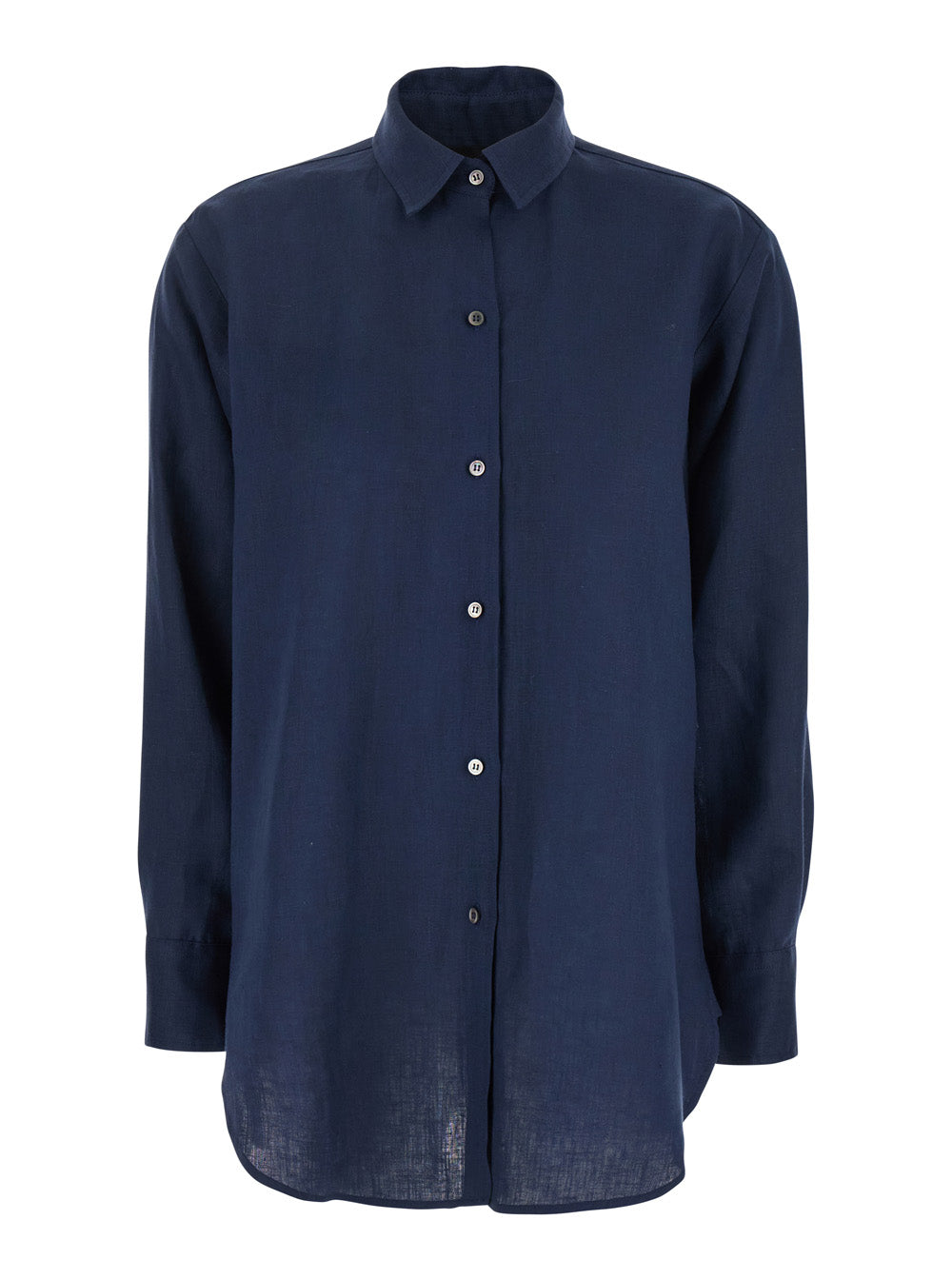Linen Classic Collar Shirt — Blue