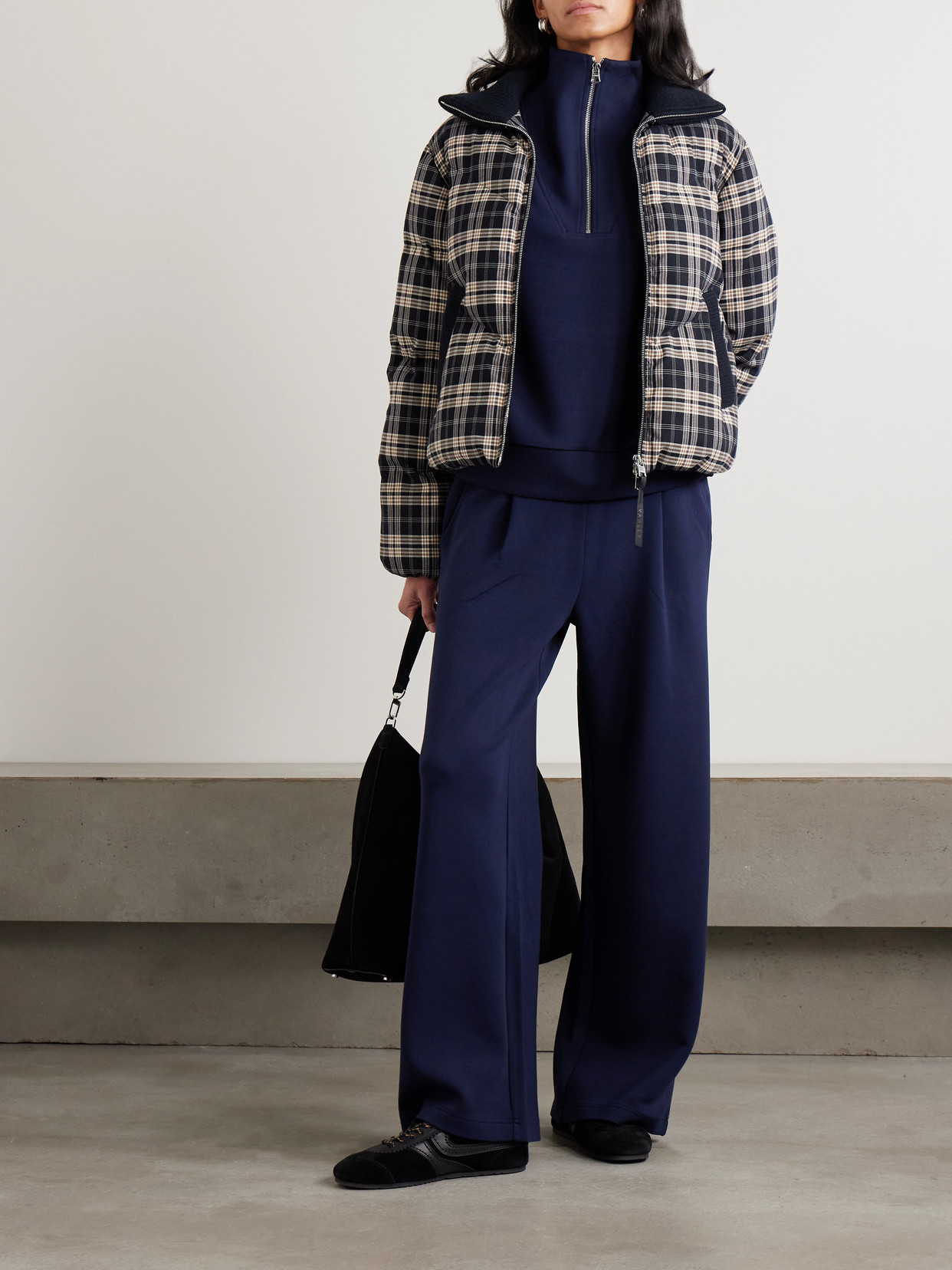 Bryony Ribbed Knit-trimmed Quilted Checked Ski Jacket - Blue