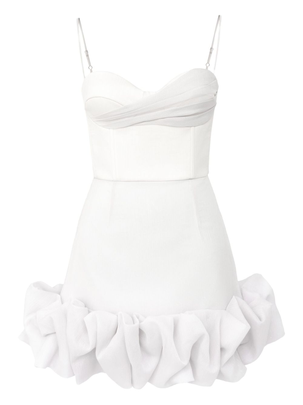 POST MERIDIEM draped ruffle mini dress - White