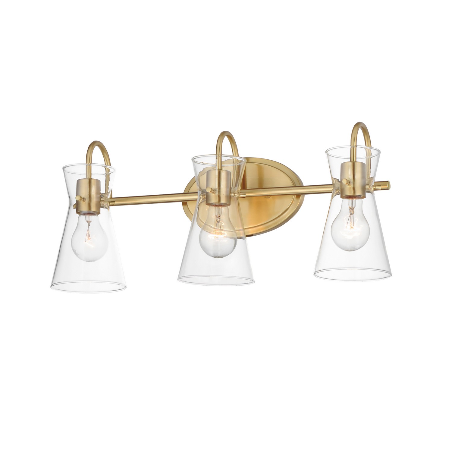 Natural Aged Brass Three Light Bath Vanity from the Ava Collection