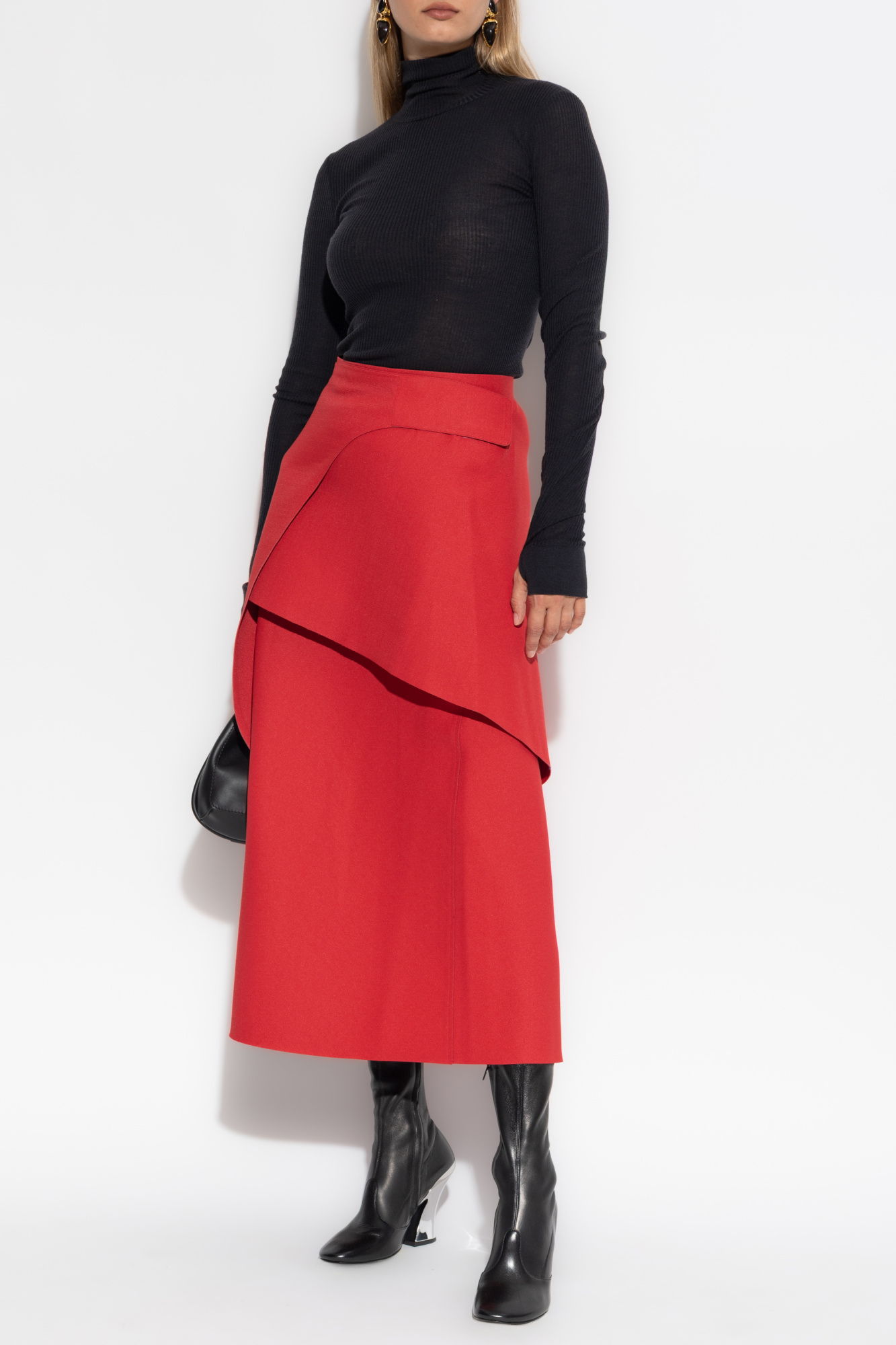 Asymmetrical Skirt, Women's, Red