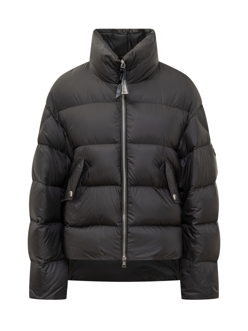 Black Quilted Mock Collar Jacket