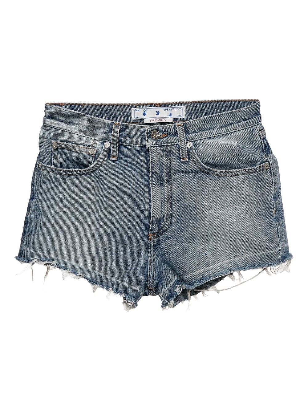 Distressed-effect denim shorts - Blue