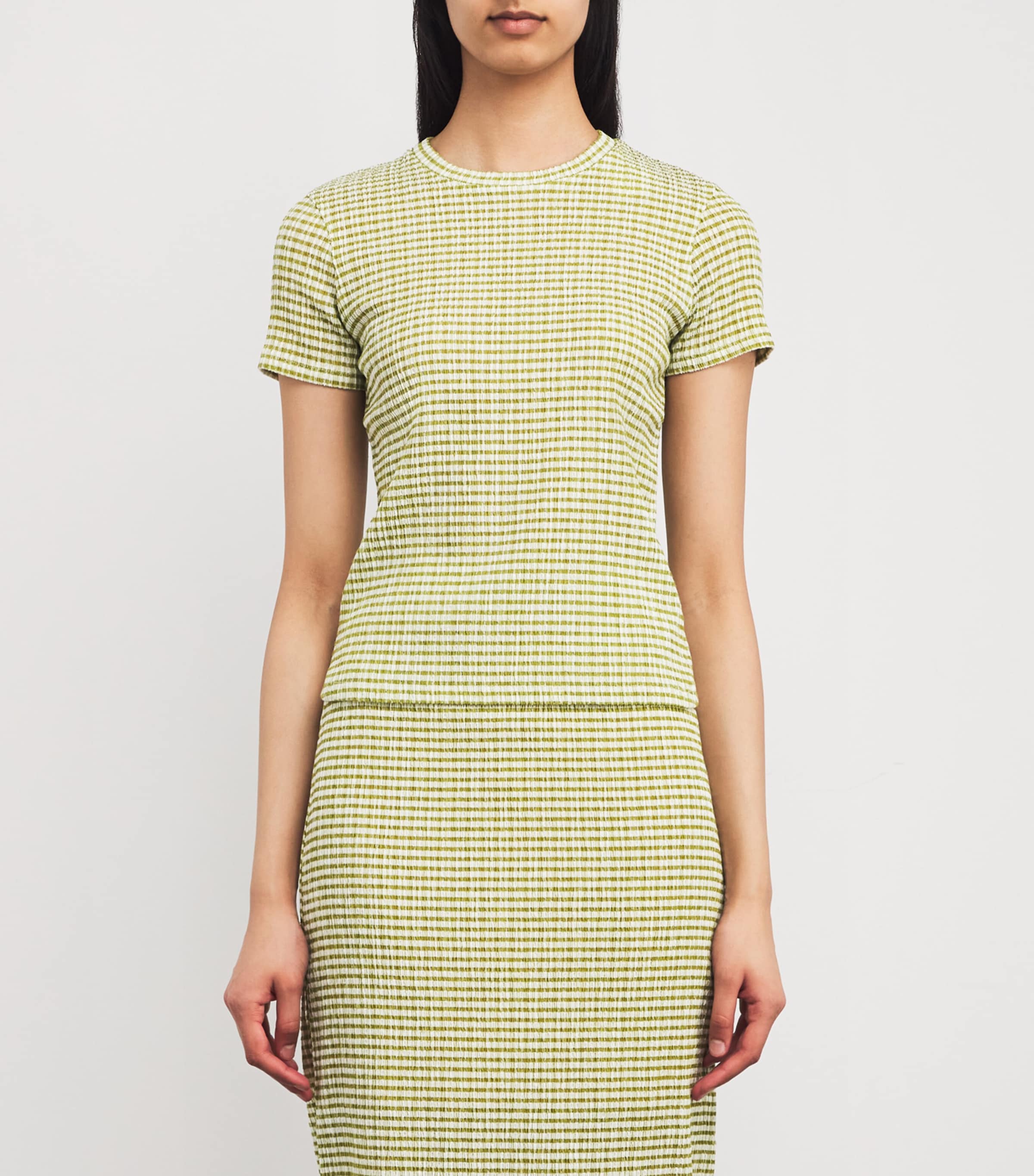 Vince Smocked Check T-Shirt