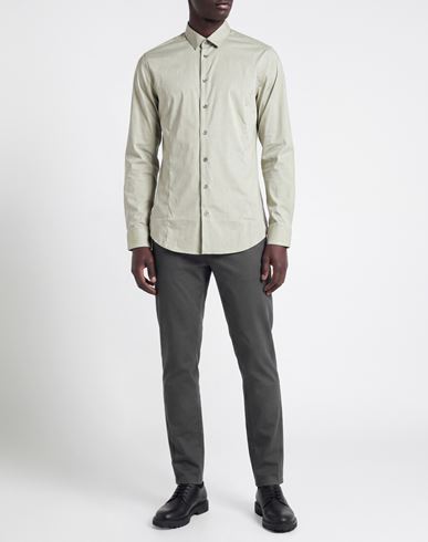 Man Shirt Sage green Size 36 Cotton, Polyamide, Elastane