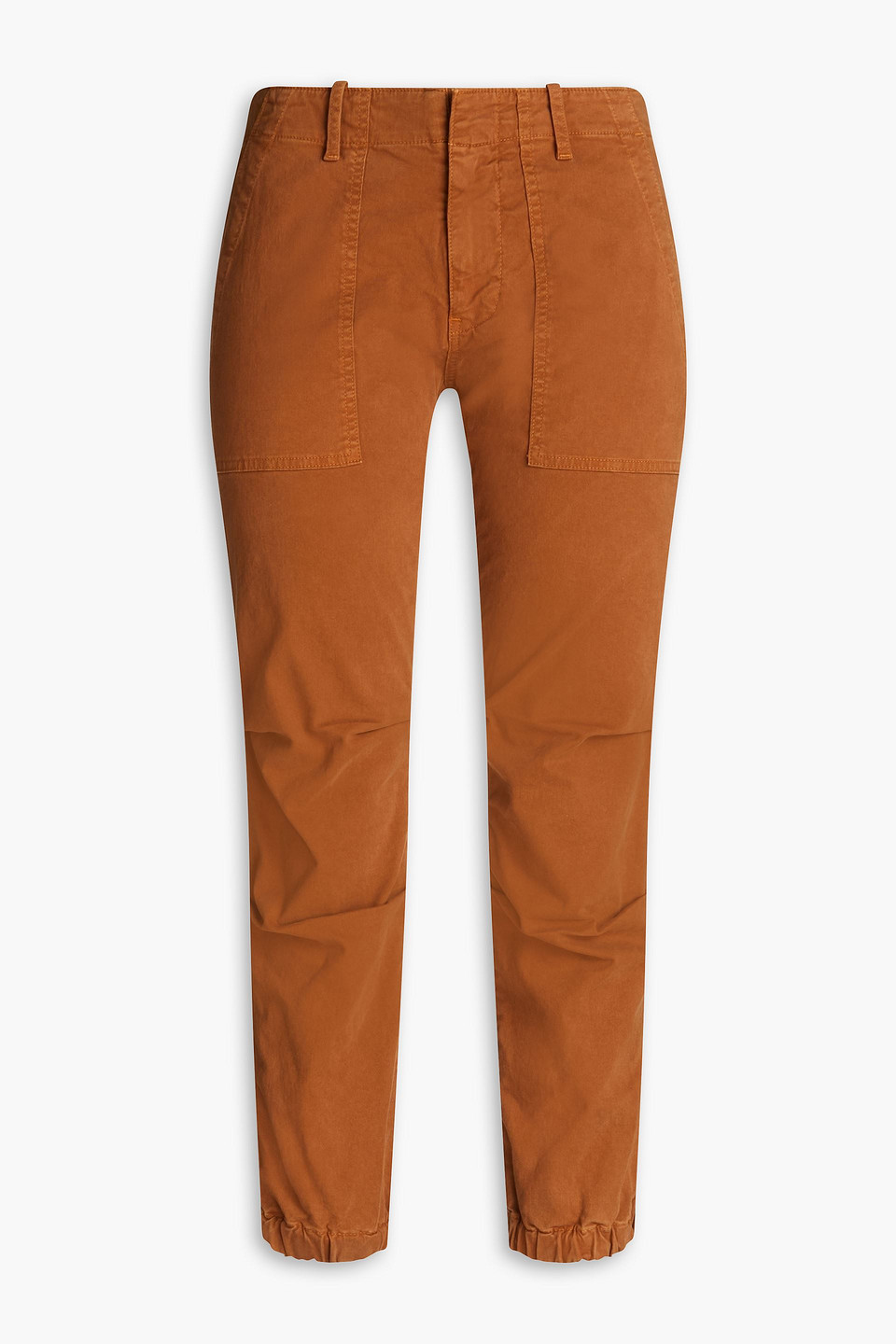 Cropped stretch cotton-twill tapered pants - Brown - US 0