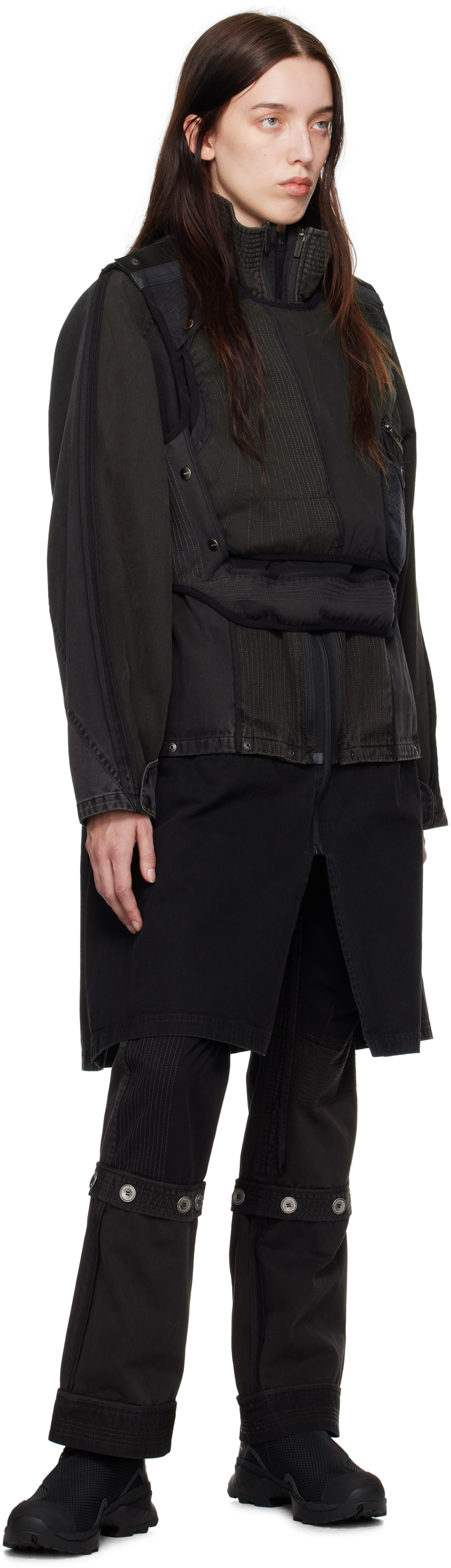 HYEIN SEO Black & Gray Convertible Patchwork Trousers