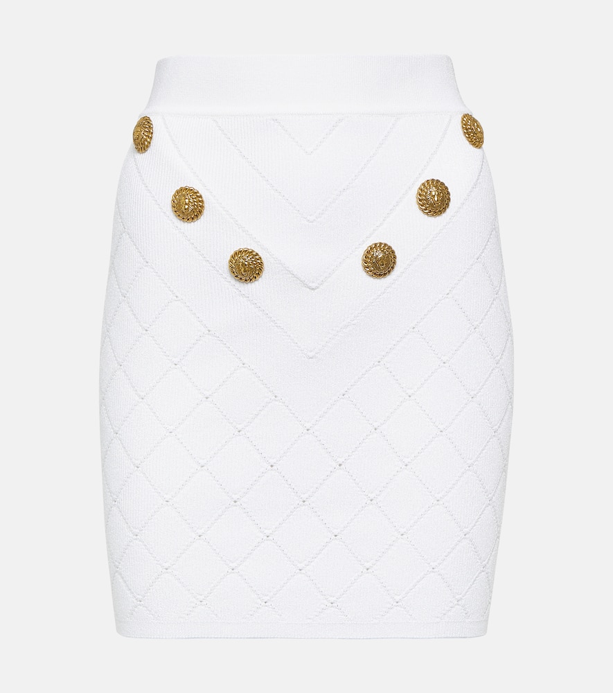Embellished ribbed-knit miniskirt