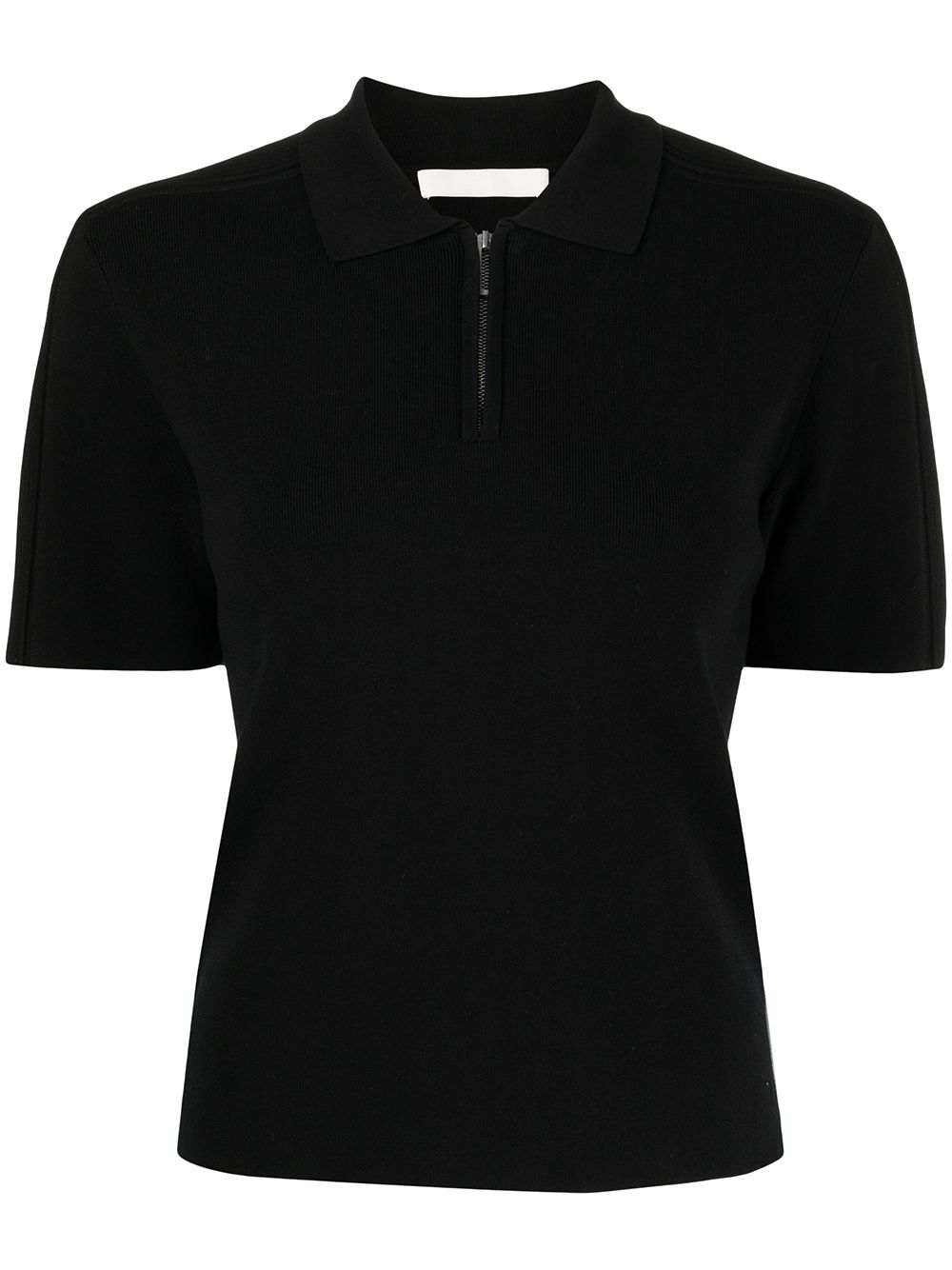 Half-zip short-sleeved polo top - Black