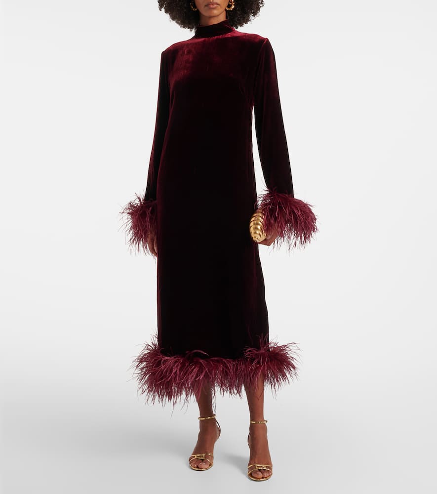 Gina Venti feather-trimmed midi dress