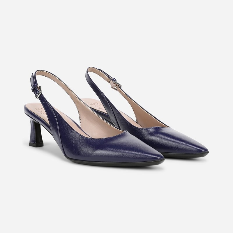 Tansy Slingback Dress Shoe Shoes, Blue Faux Leather Microfiber