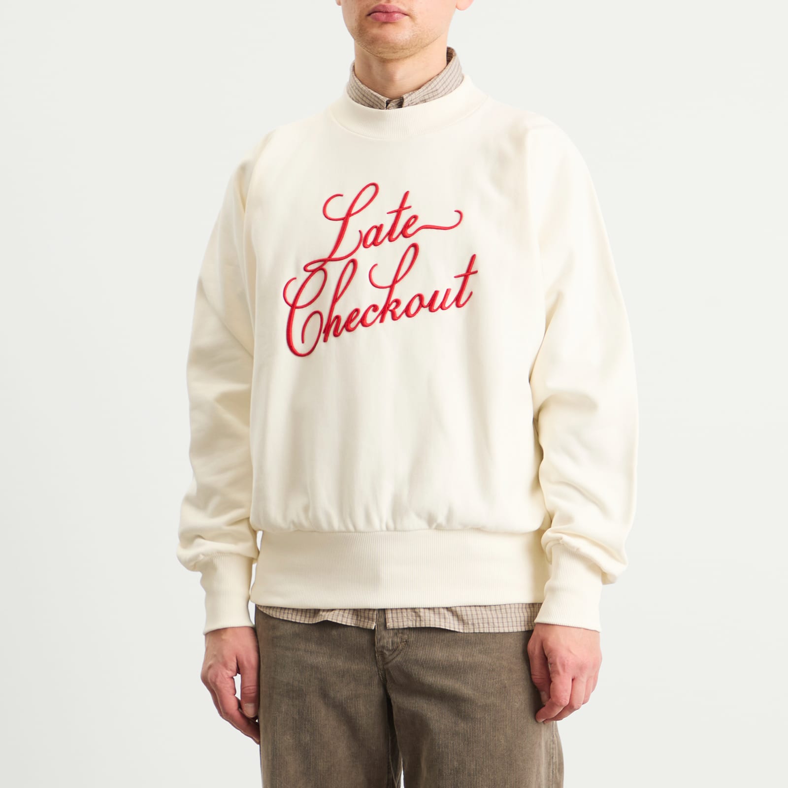 Men's White/Red Script Crewneck Sweatshirt