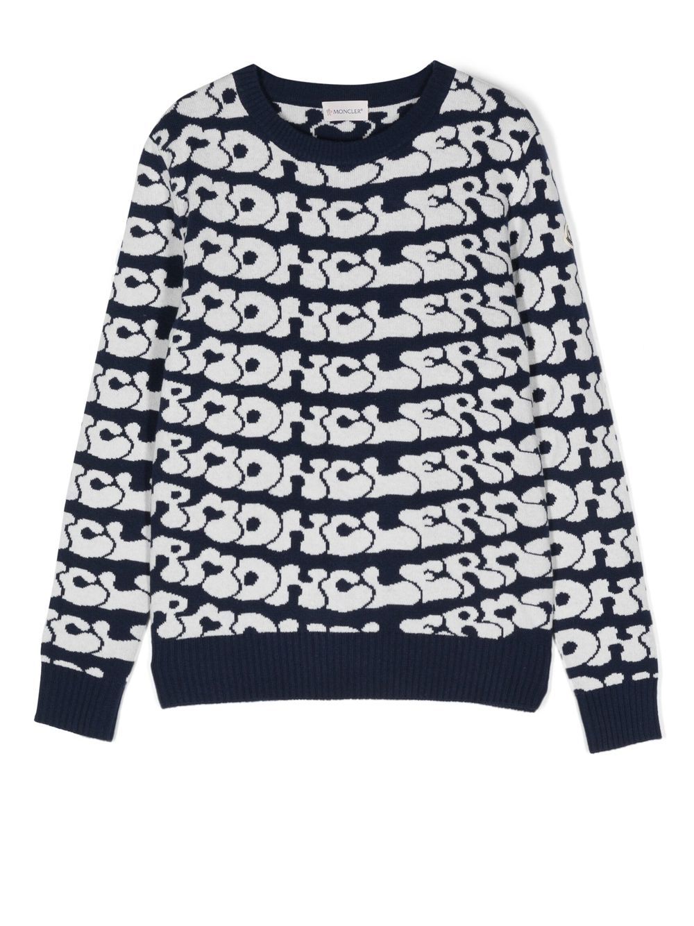 Intarsia-knit logo crew-neck jumper - Blue
