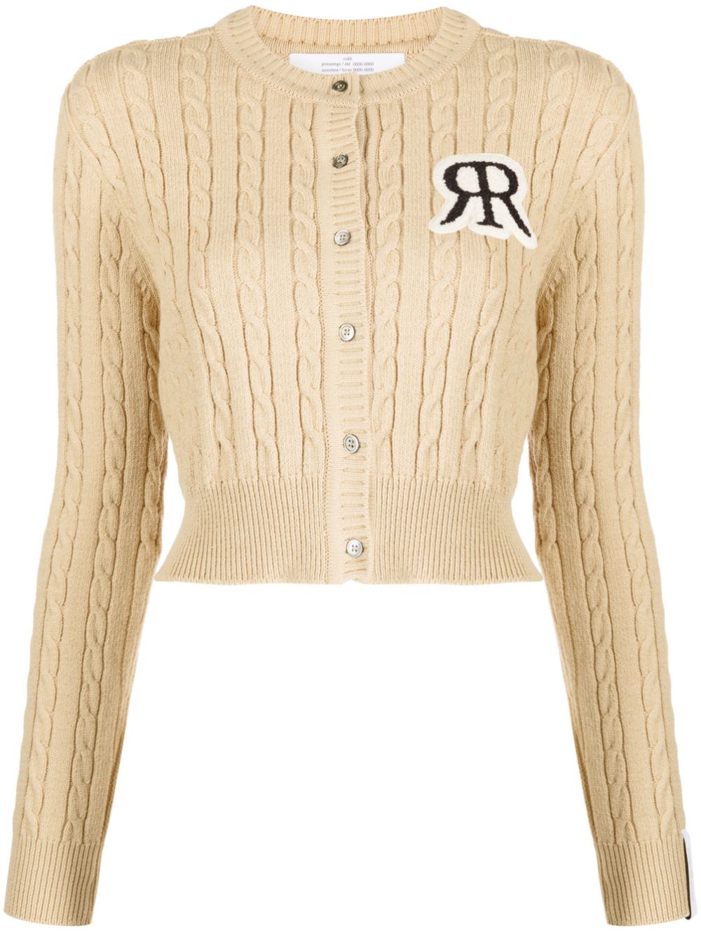 Logo-patch chunky cable-knit cardigan - NAVY06