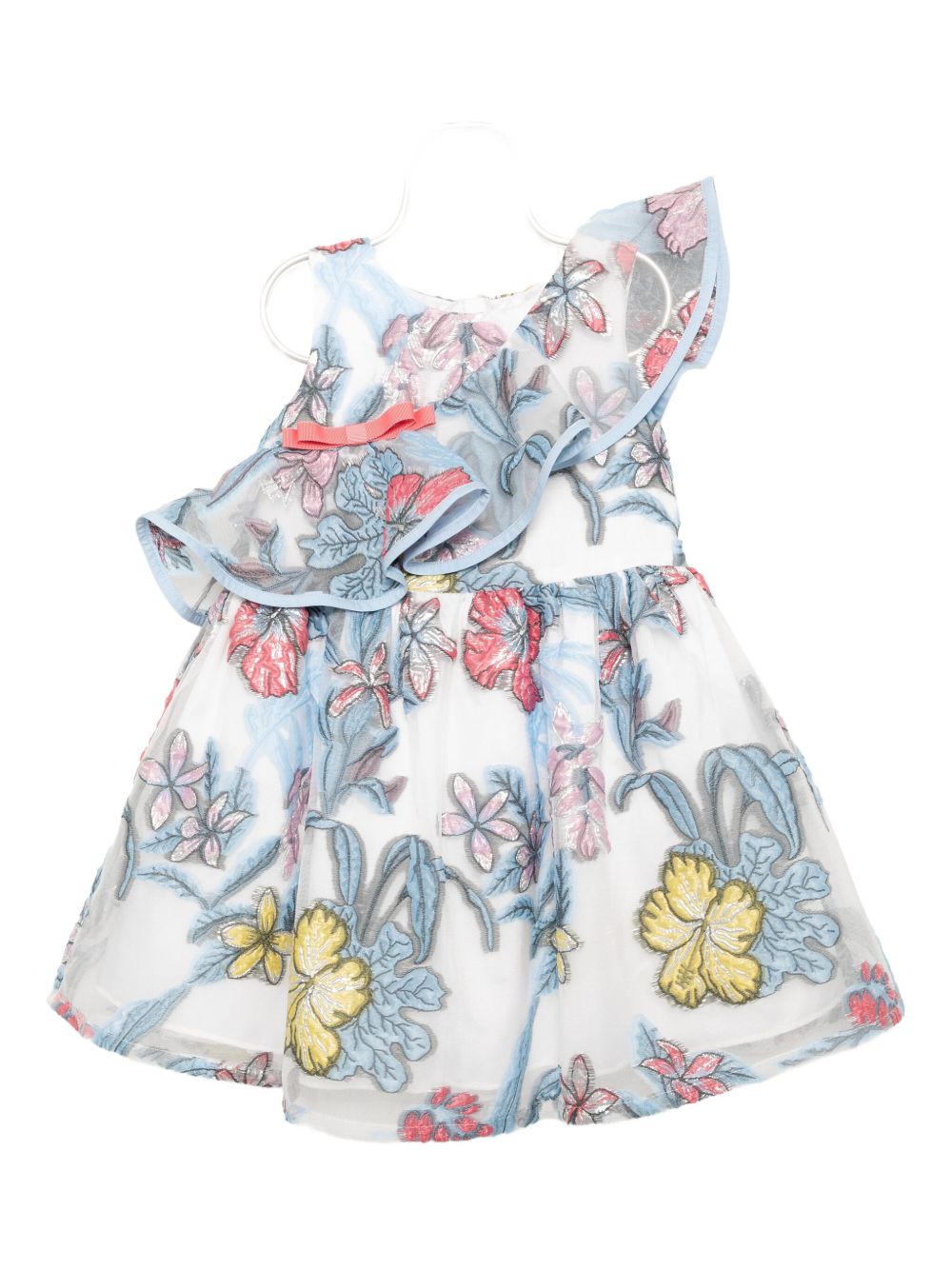 Diaganol ruffle bodice dress - Blue