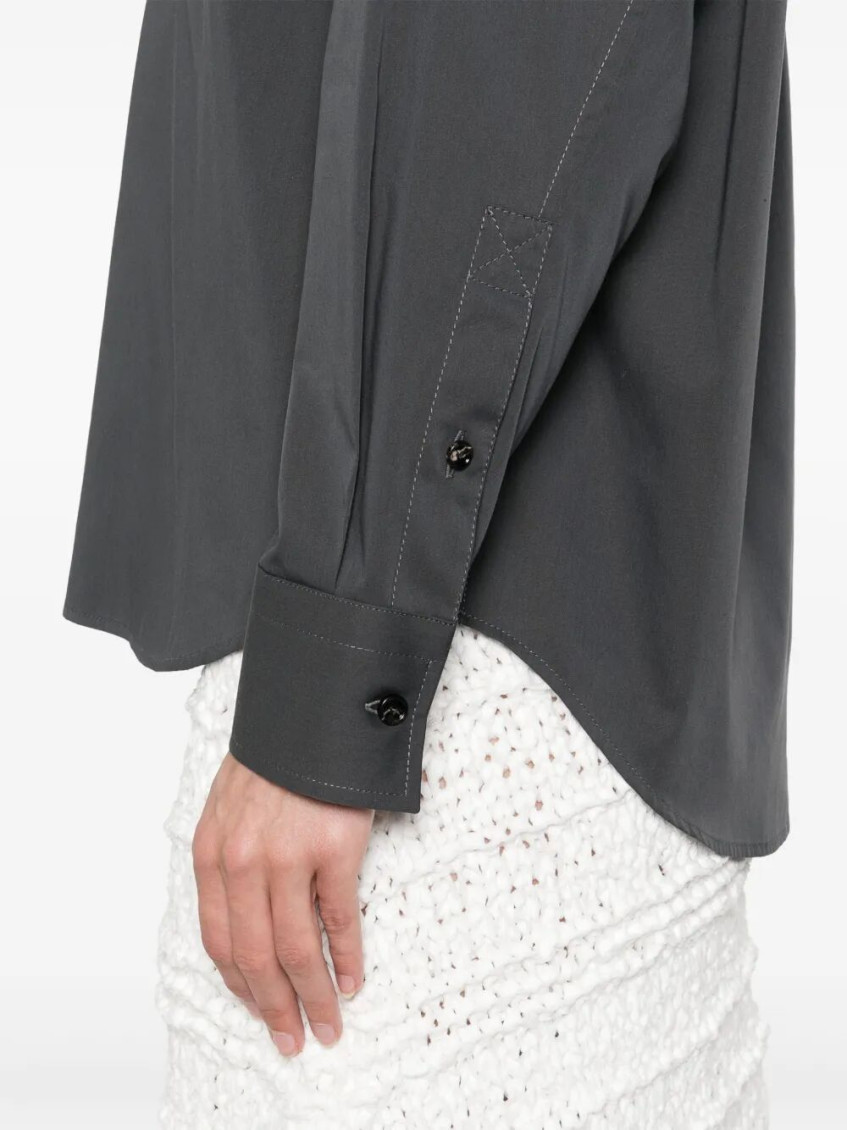 Blue Cotton And Silk Shirt