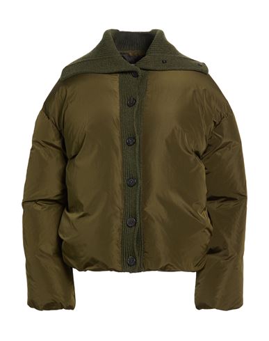 Woman Puffer Military green Size M Polyamide, Virgin Wool, Silk