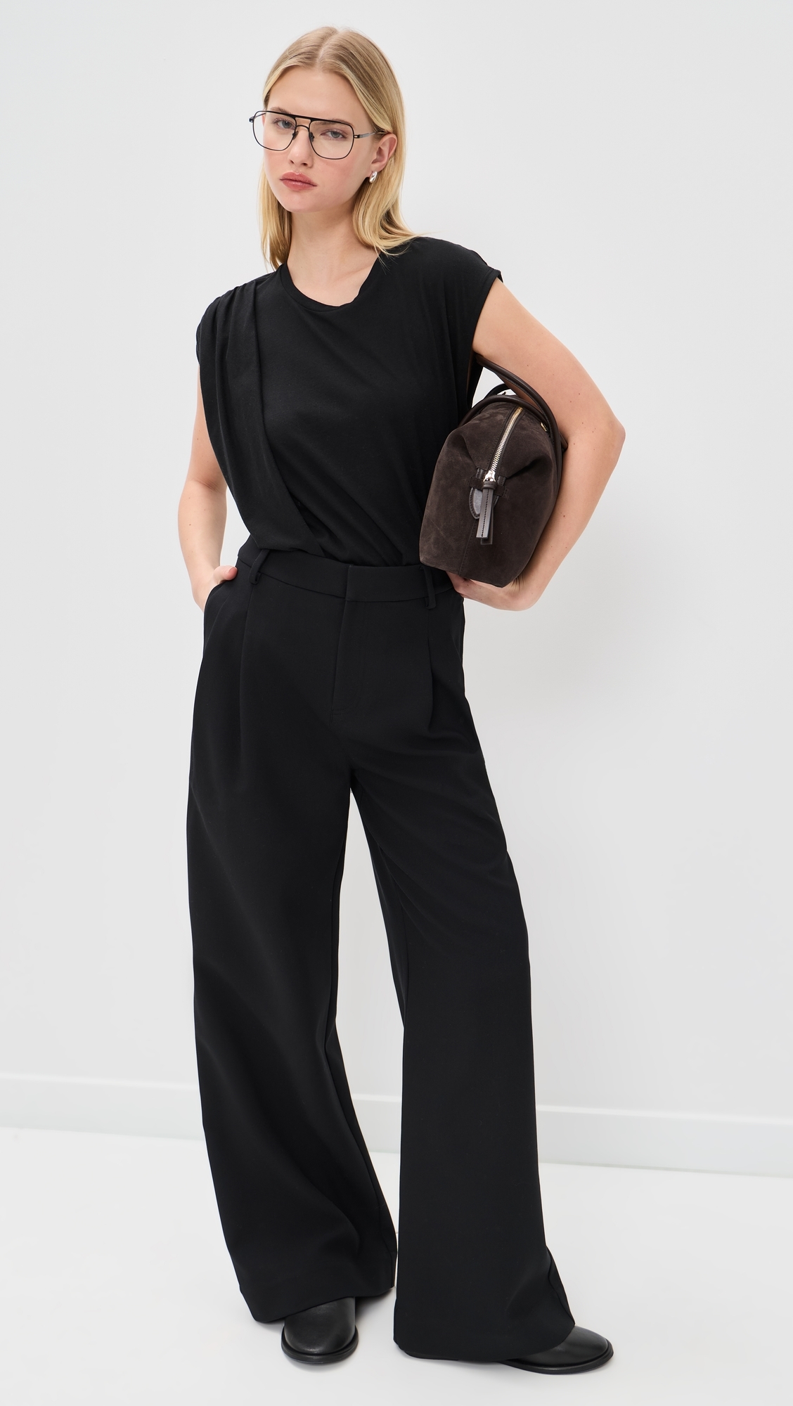 Relaxed Drape Top Black