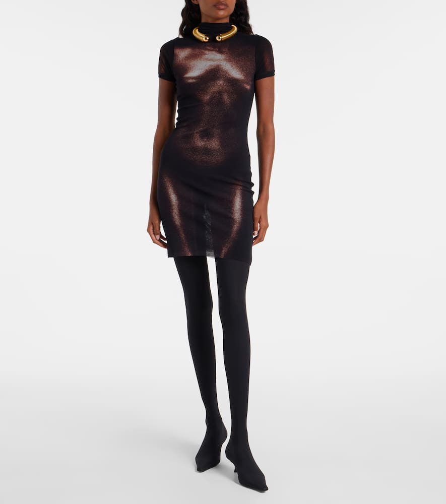 Trompe l'oeil mesh minidress