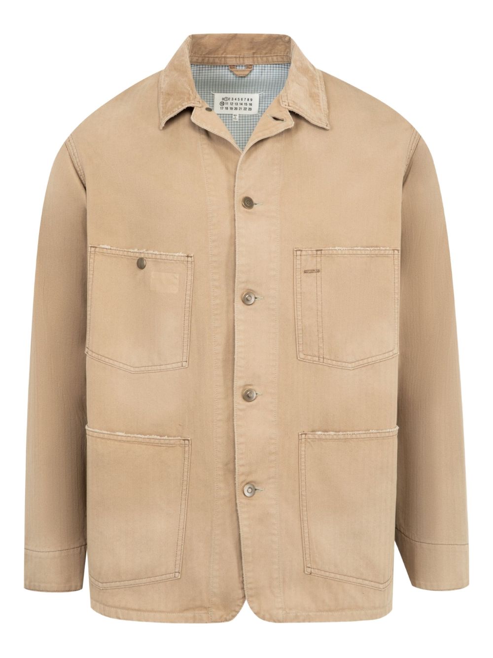 Herringbone-Weave Cotton Jacket — Beige
