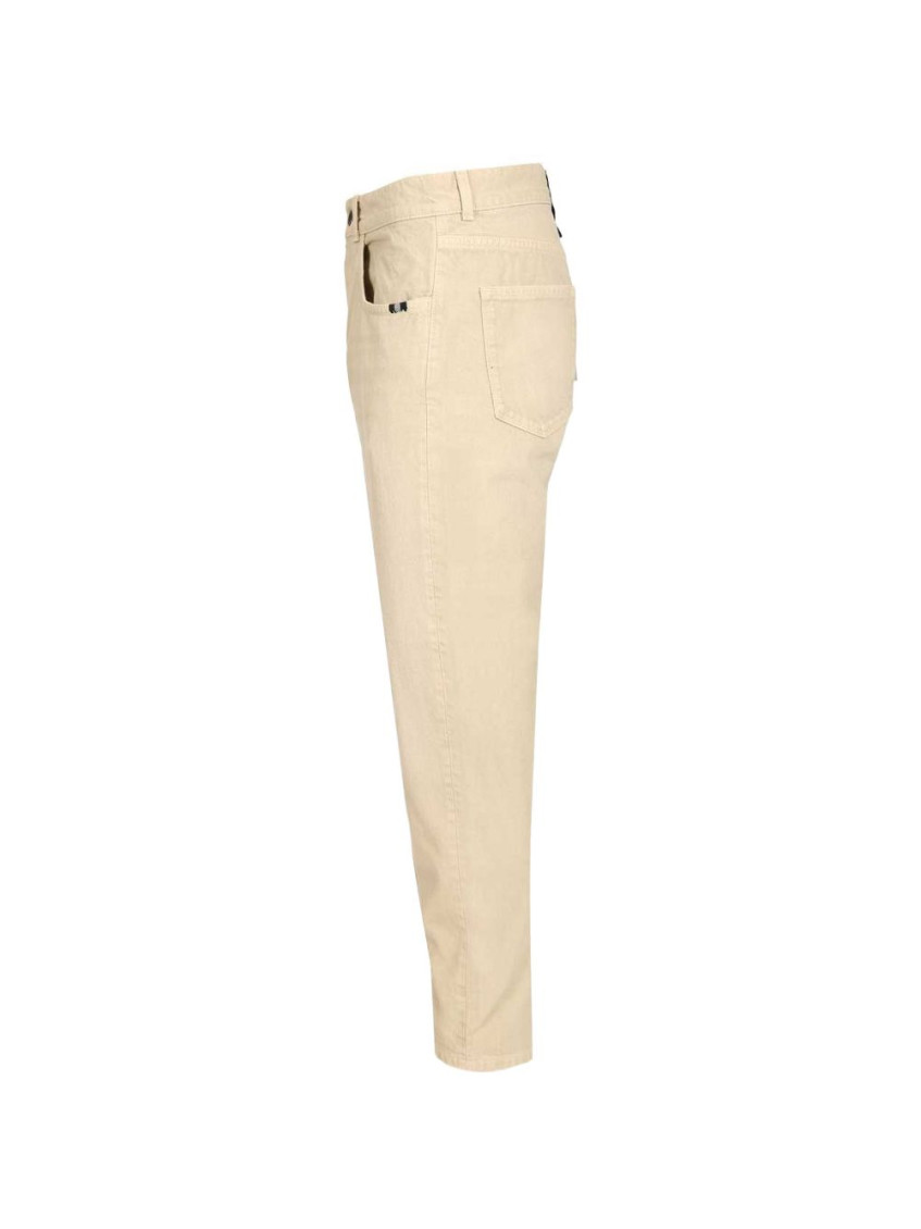 Beige Solid Casual Pants