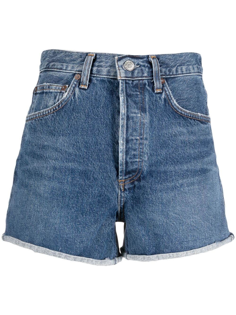 Rolled-hem denim shorts - Blue
