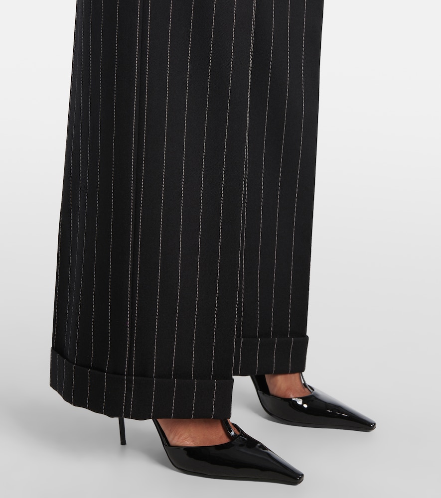 Striped wool straight pants