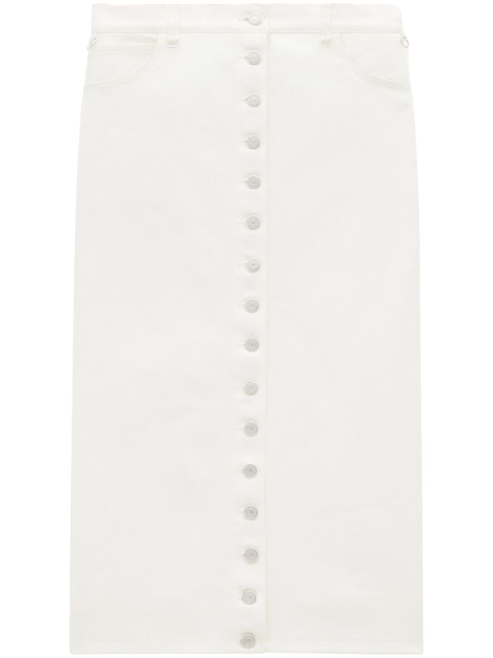 Low-rise midi denim skirt - White
