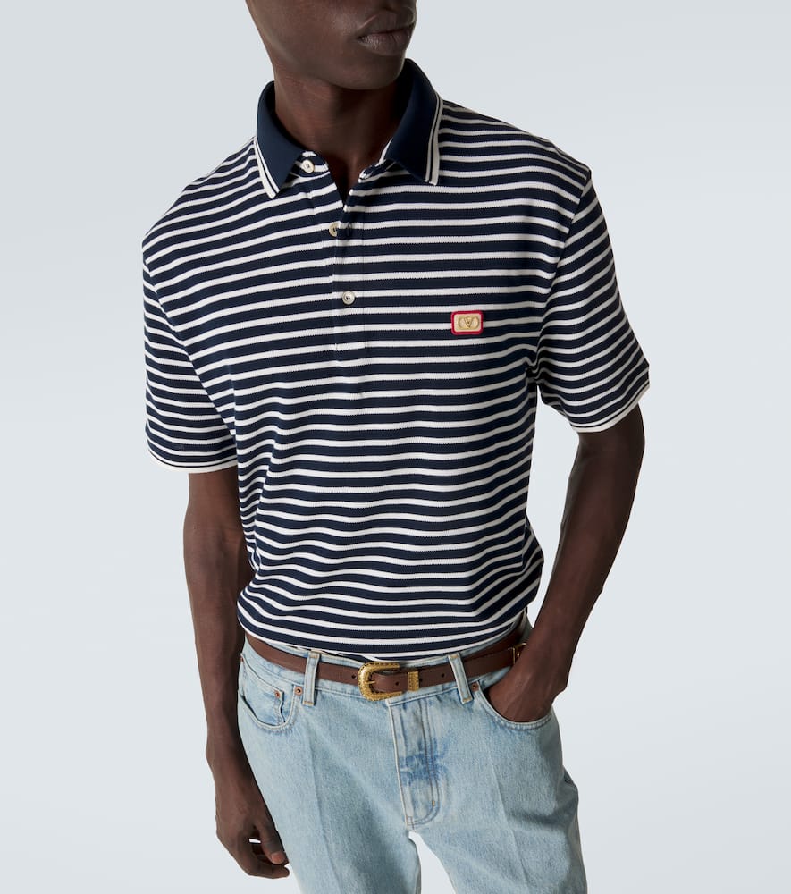 VLogo striped cotton polo shirt
