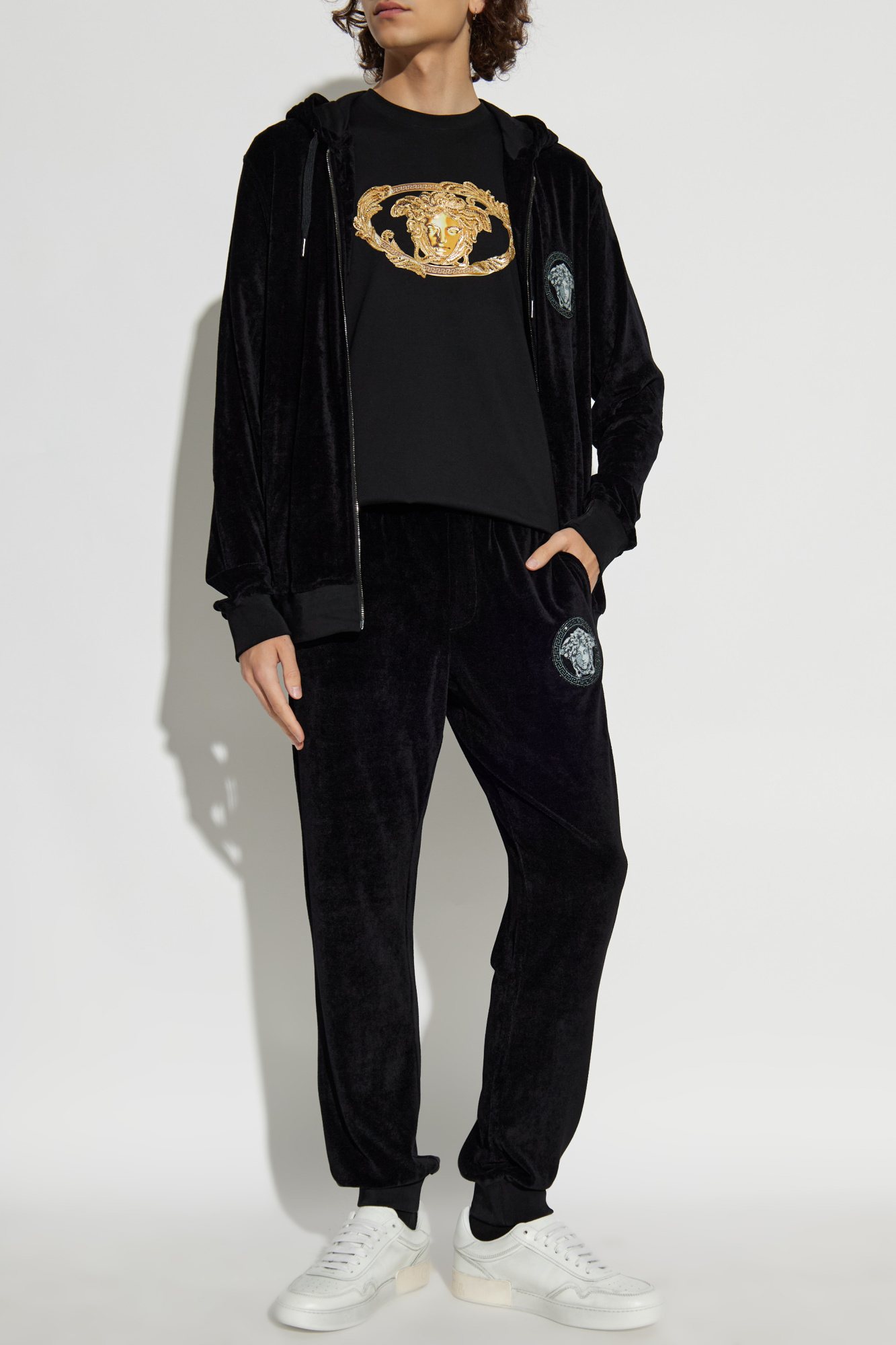 T-shirt With Shimmering Appliqués, Men's, Black