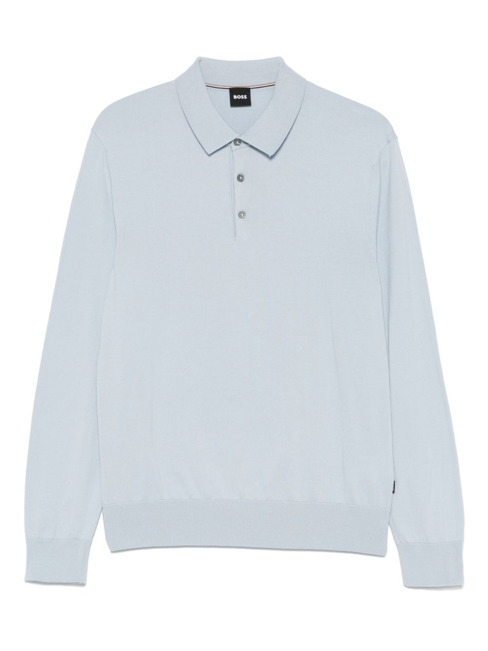 Fine-knit polo jumper - Blue