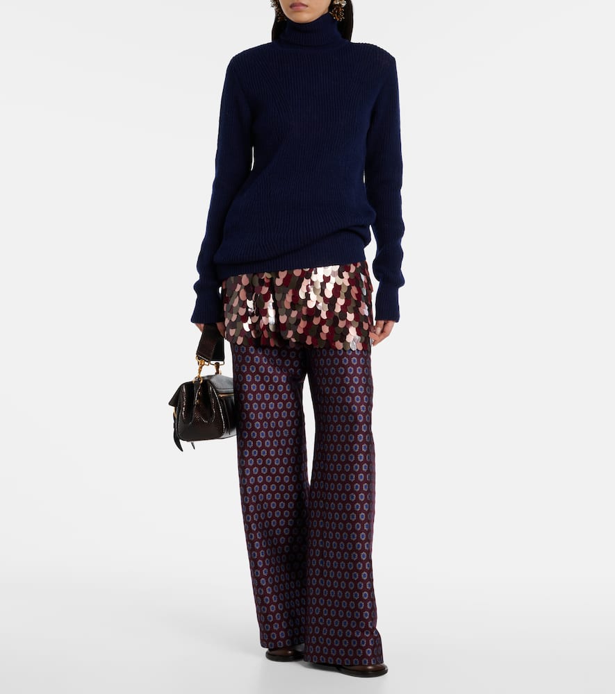 Ribbed-knit wool turtleneck sweater