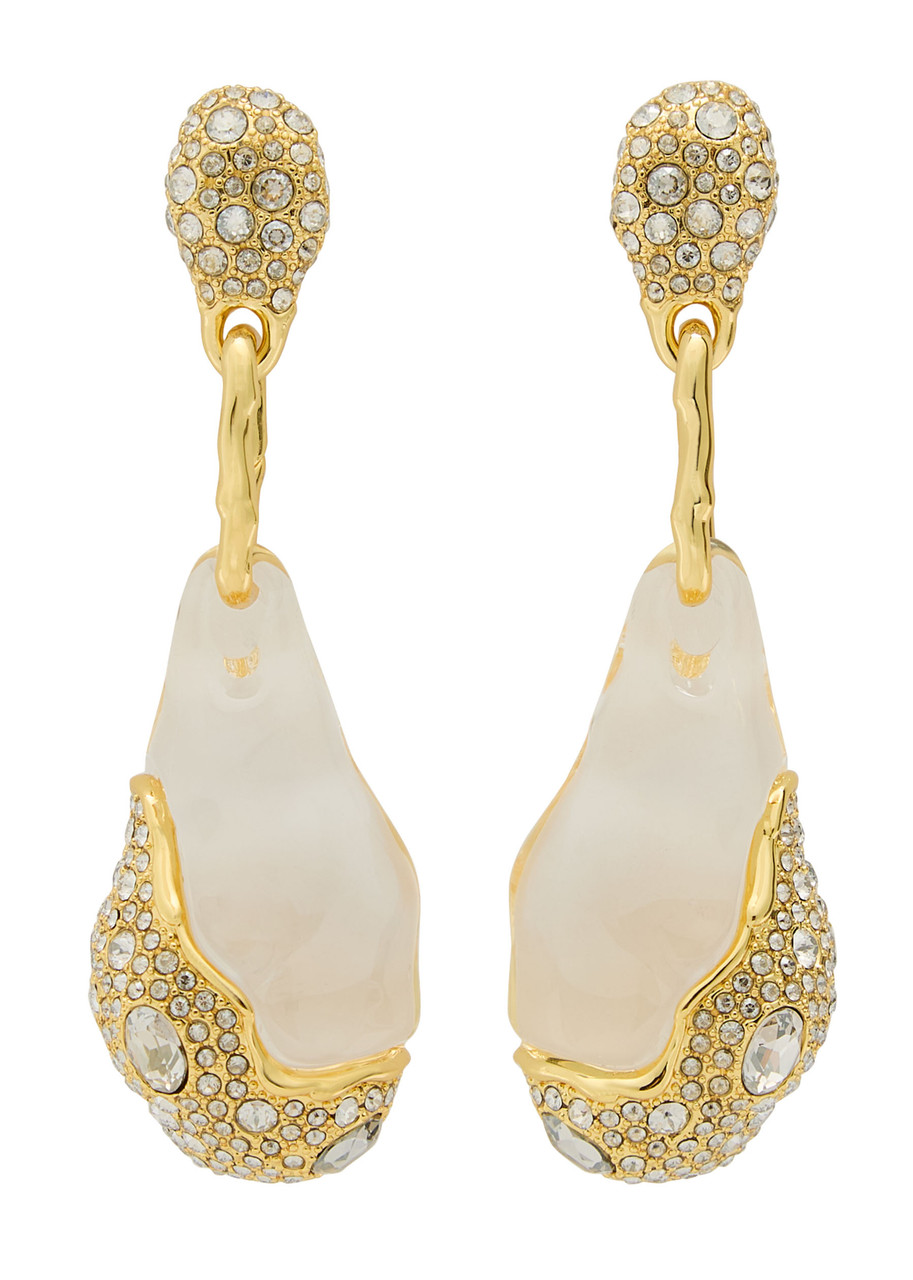 Liquid Lucite Pavé 14 kt Gold-plated Drop Earrings