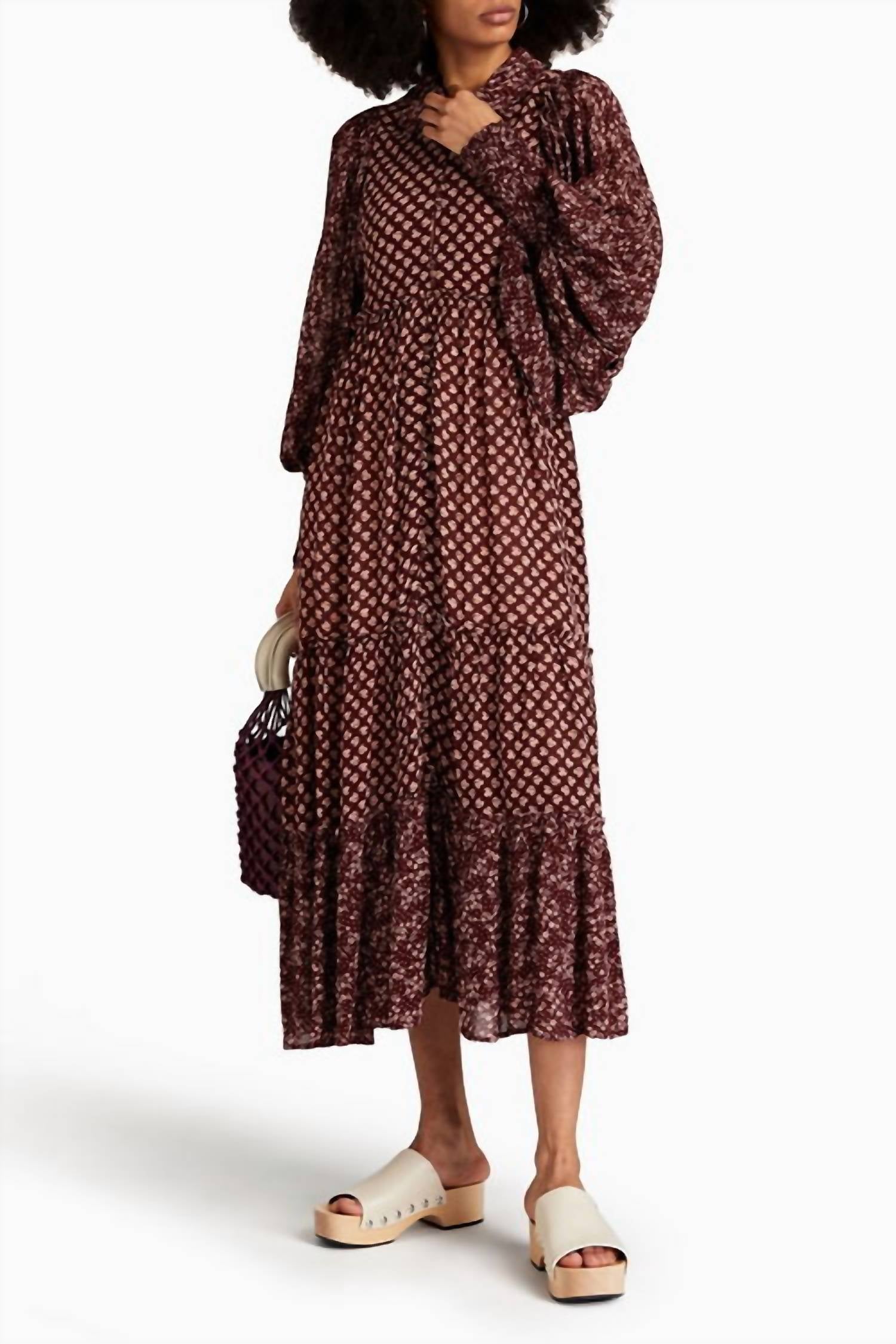 Drapy Georgette Dress In Plum