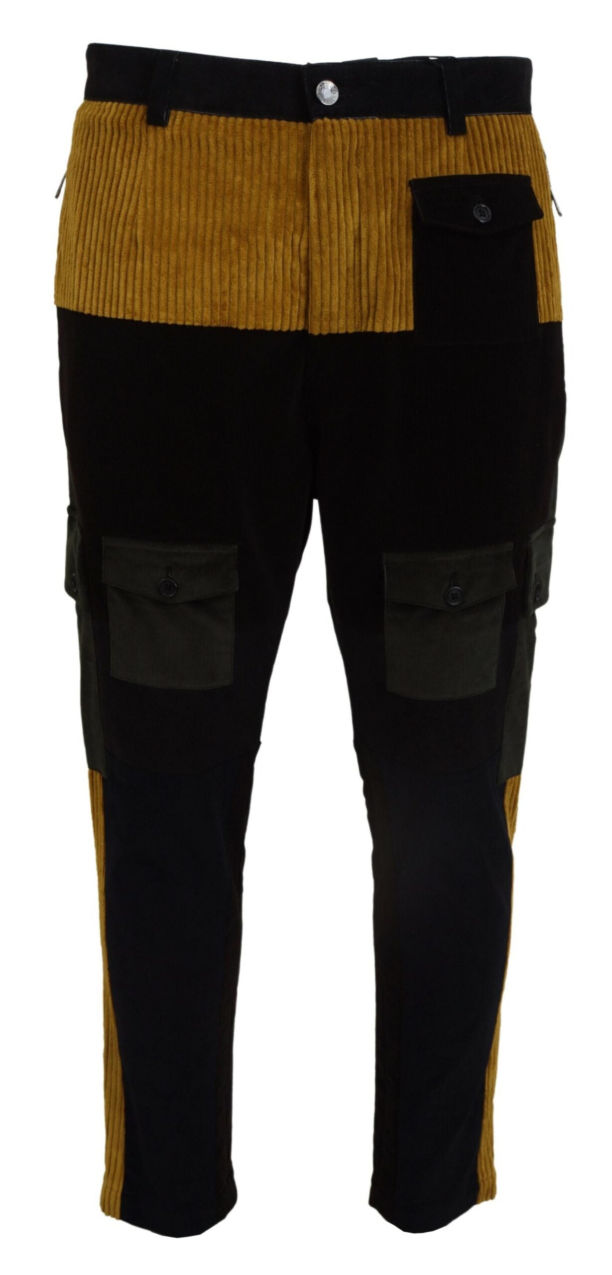Colour-Block Cotton Cargo Pants — Black