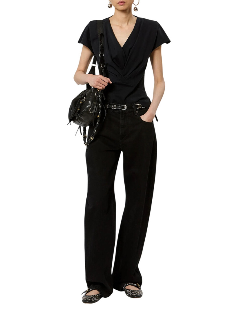 Black Solid V Neck T-Shirt