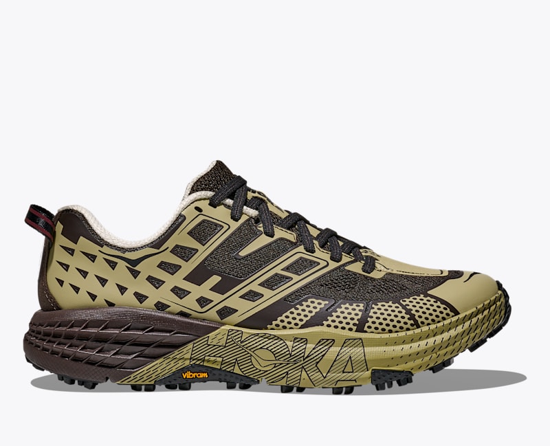 HOKA Speedgoat 2 Shoes in Cast Iron/Oatgrass