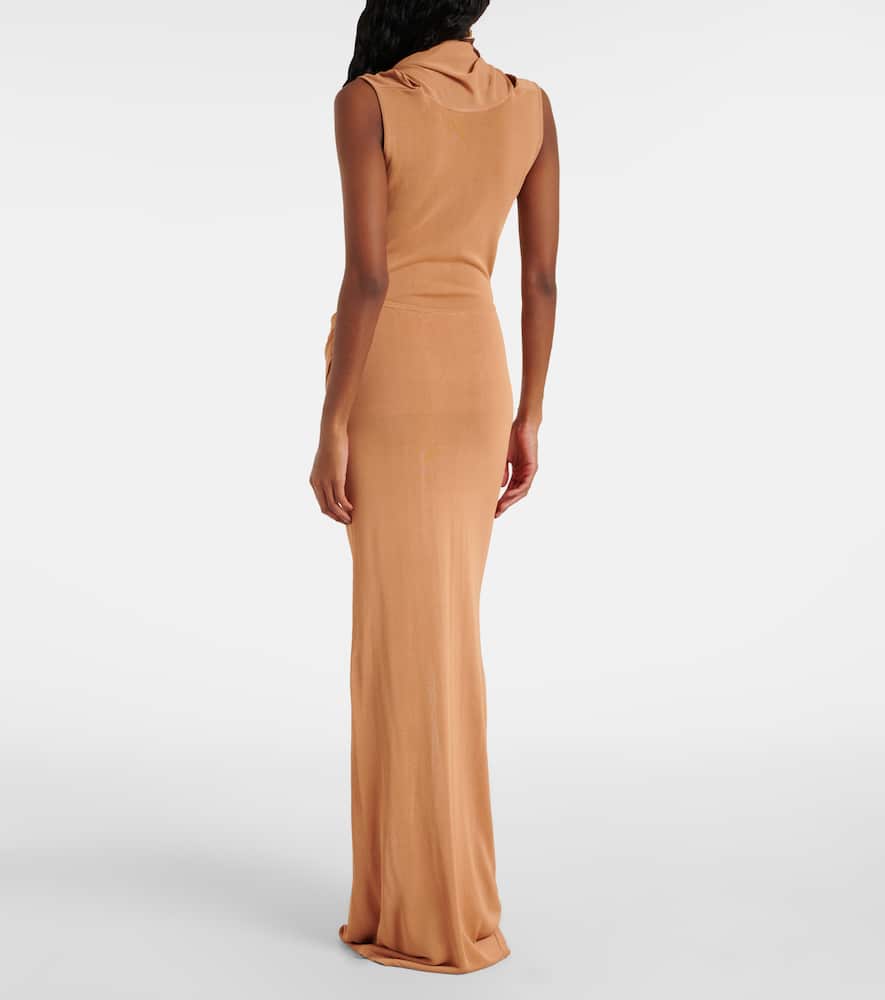 Draped semi-sheer maxi skirt