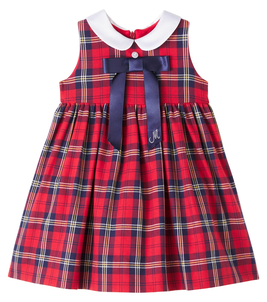 Baby plaid cotton-blend dress