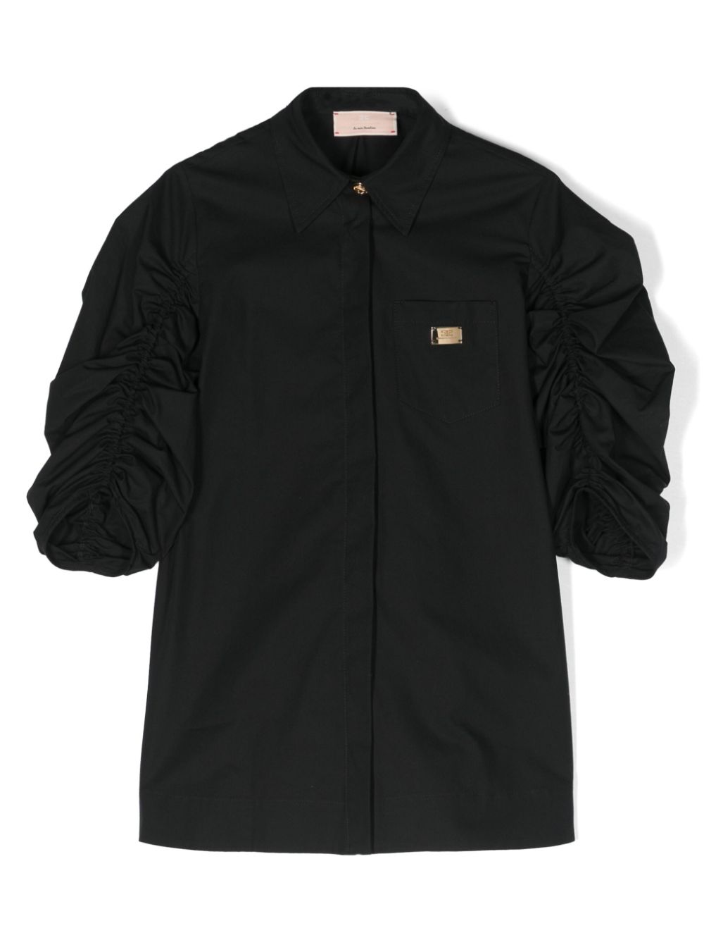 Ruched cotton shirt dress - Black