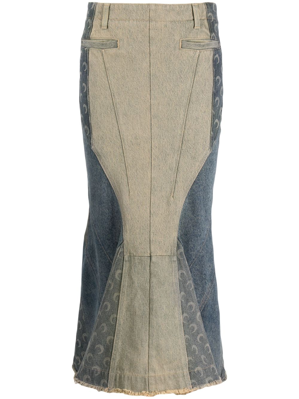 Regenerated denim flared midi skirt - Blue