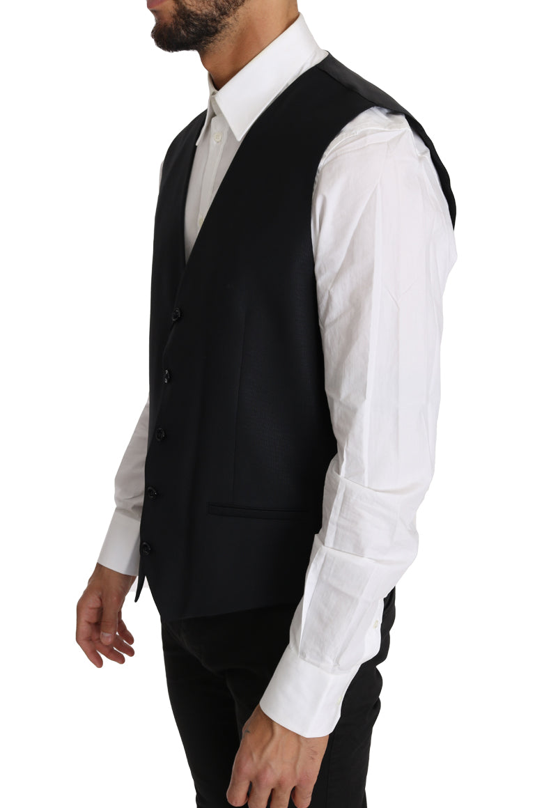 Wool-Silk Blend Vest — Gray