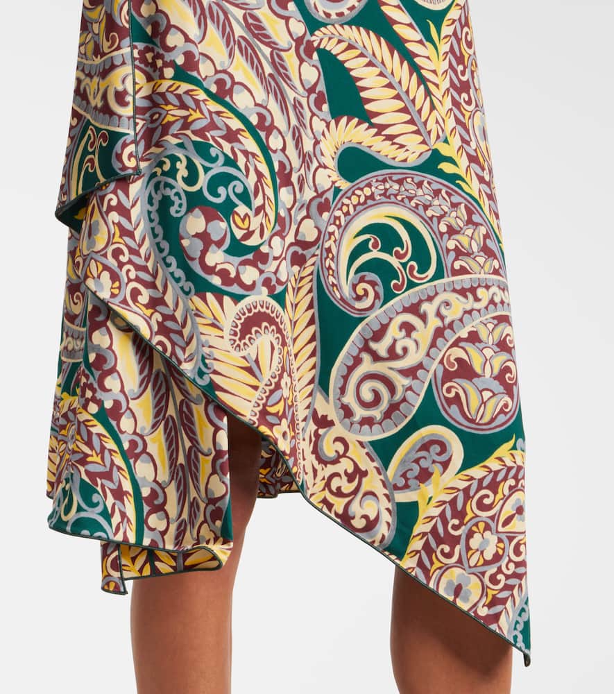 Paisley asymmetric midi dress