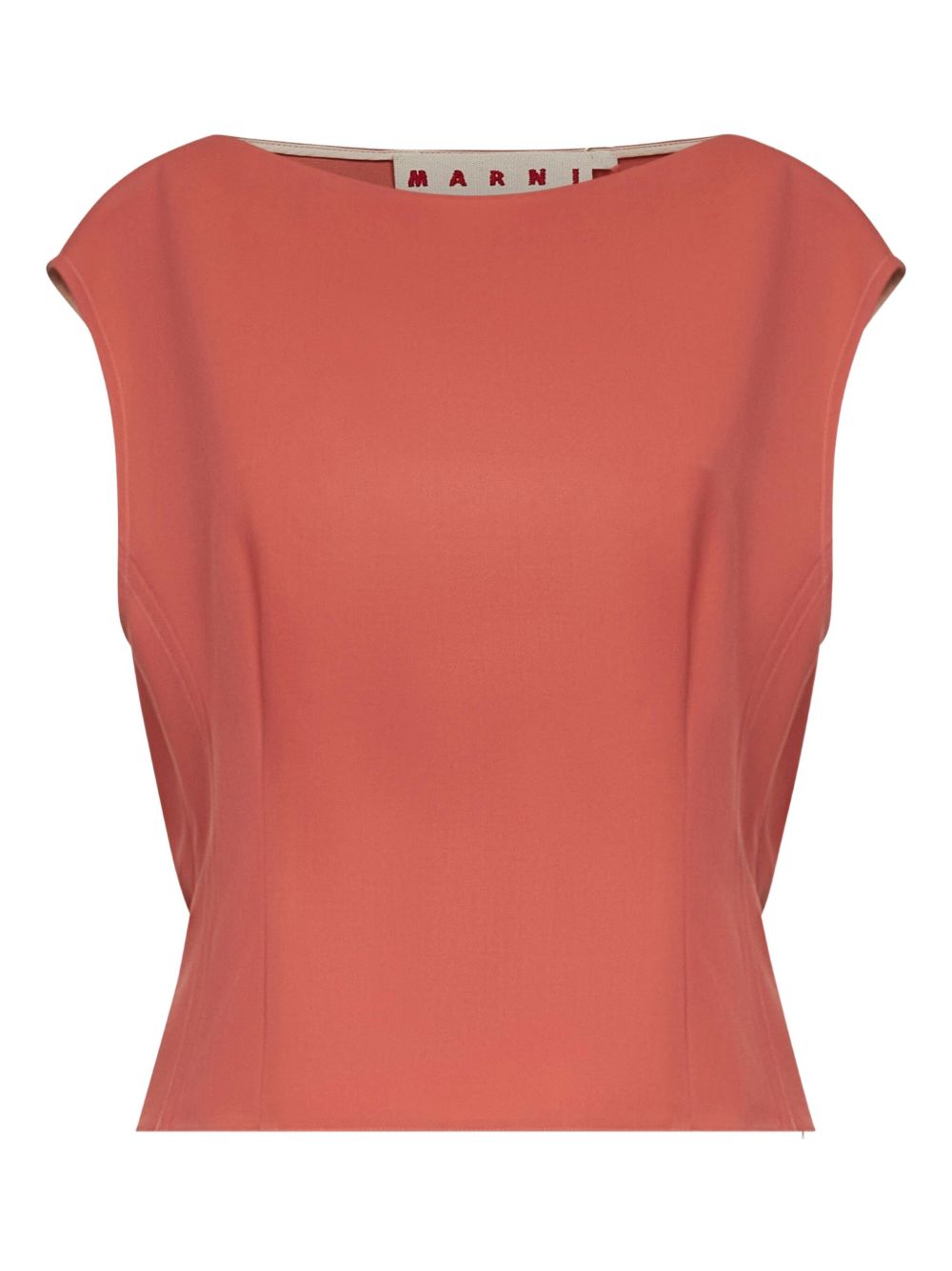 Boat-neck gathered top - Orange