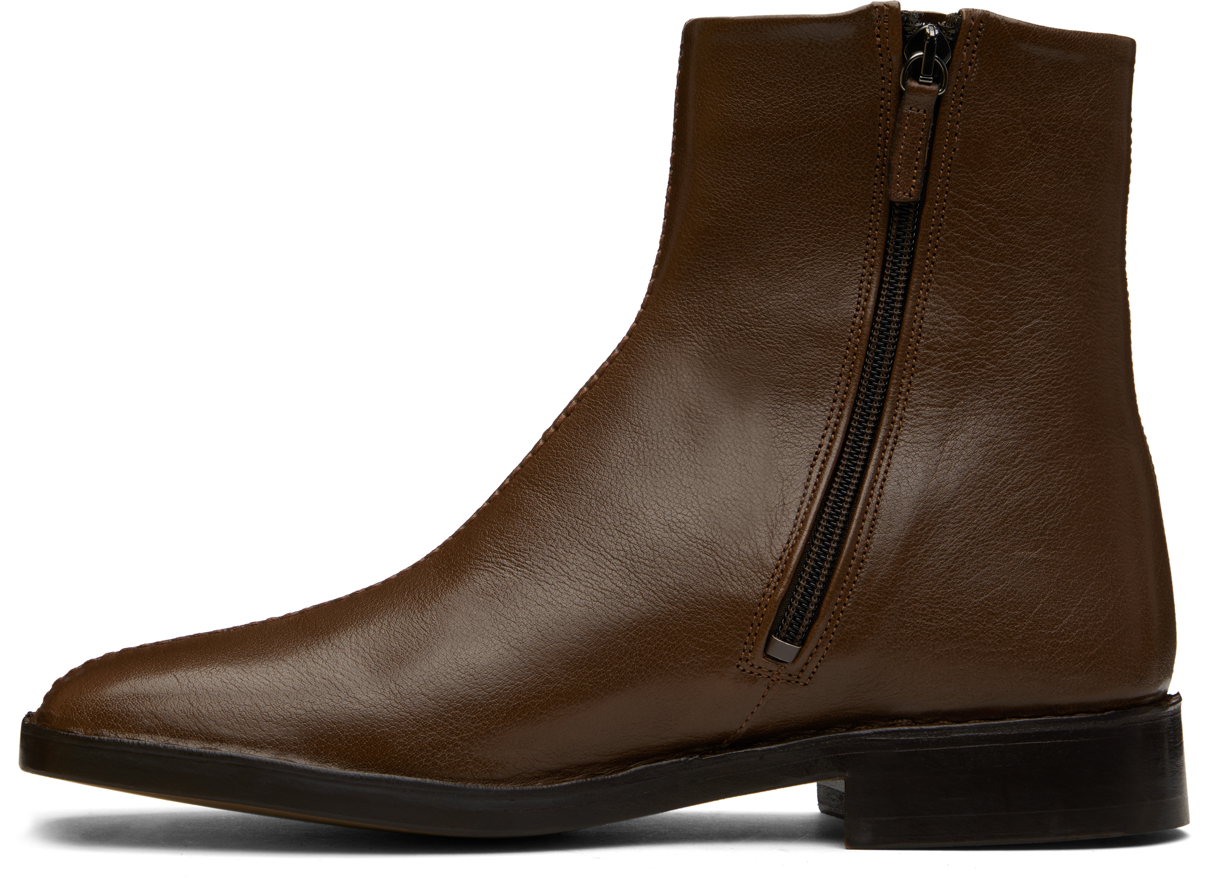 LEMAIRE Brown Piped Zipped Boots