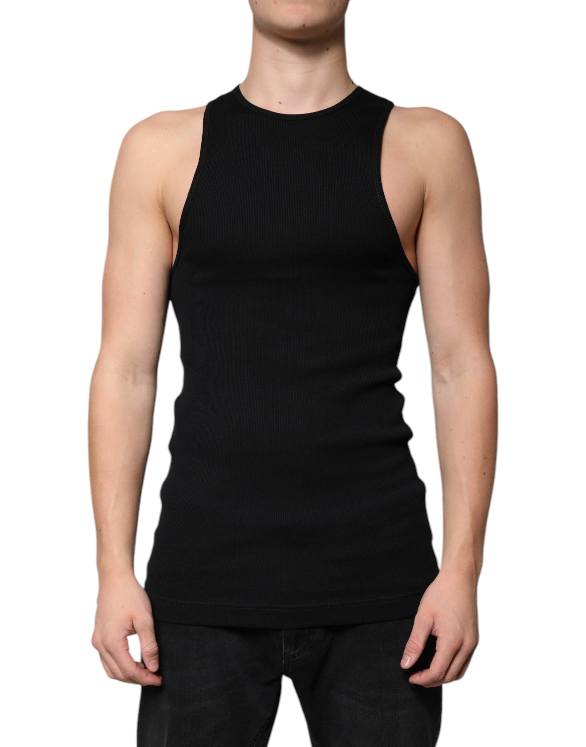 Cotton Ribbed Tank Top — Black